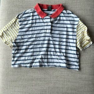 Collared cropped striped shirt
